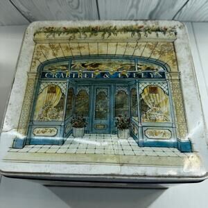 Vintage 1985 Crabtree and Evelyn Octagon Tin Farm Horse Chicken Tall Round